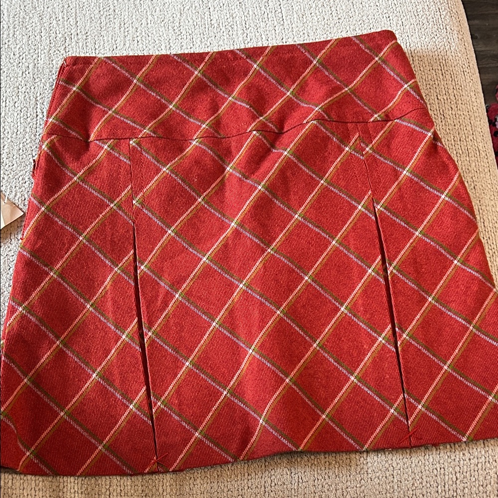 H&M Vibrant Red Plaid Mini Skirt